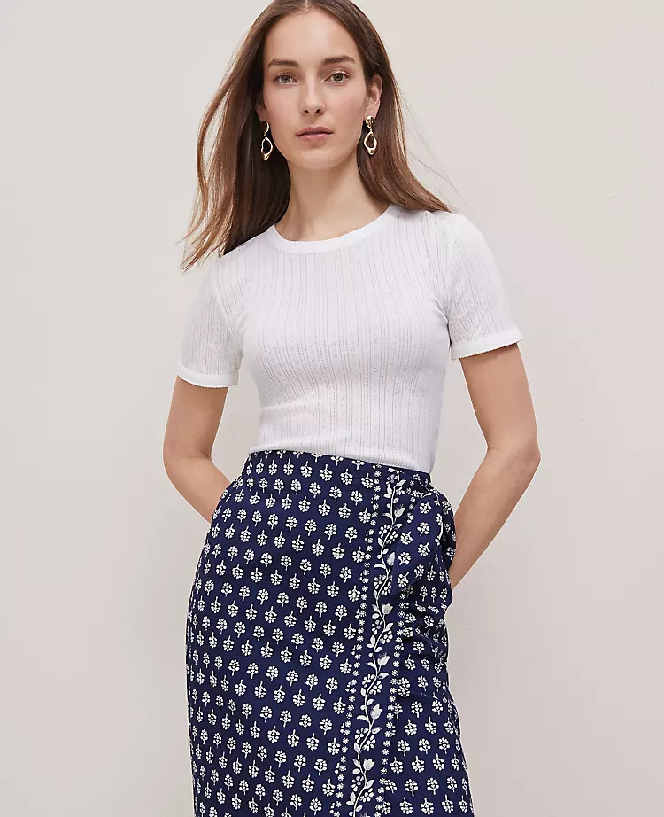 Weekend Collection Pointelle Tee | Ann Taylor