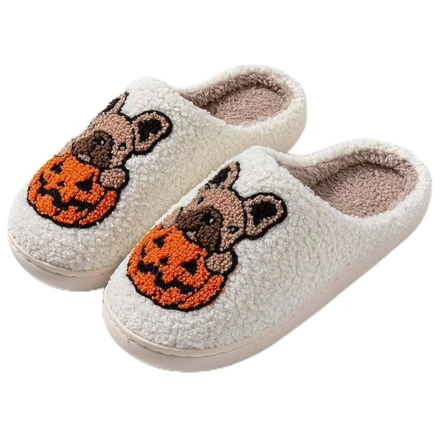 Halloween Pumpkin Slippers For Women Men, Memory Foam House Slippers Soft Plush Bedroom Indoor Ou... | Amazon (US)