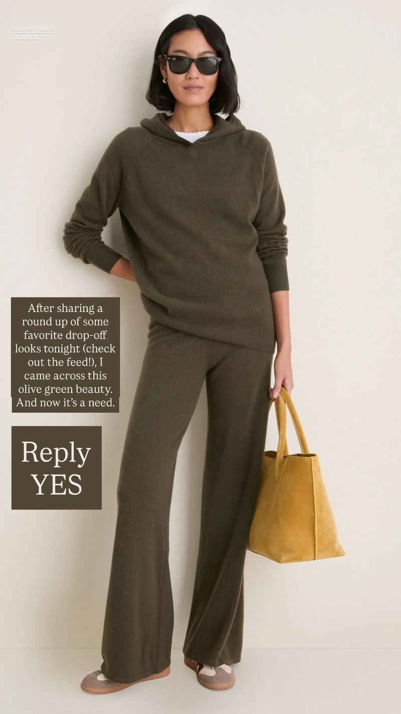 I love a lounge set and this cashmere one in olive green from Tuckernuck is an immediate add to cart! 

loungewear, activewear, matching set, cashmere, Tuckernuck  

 #LTKootd #LTKmomlife #LTKActive