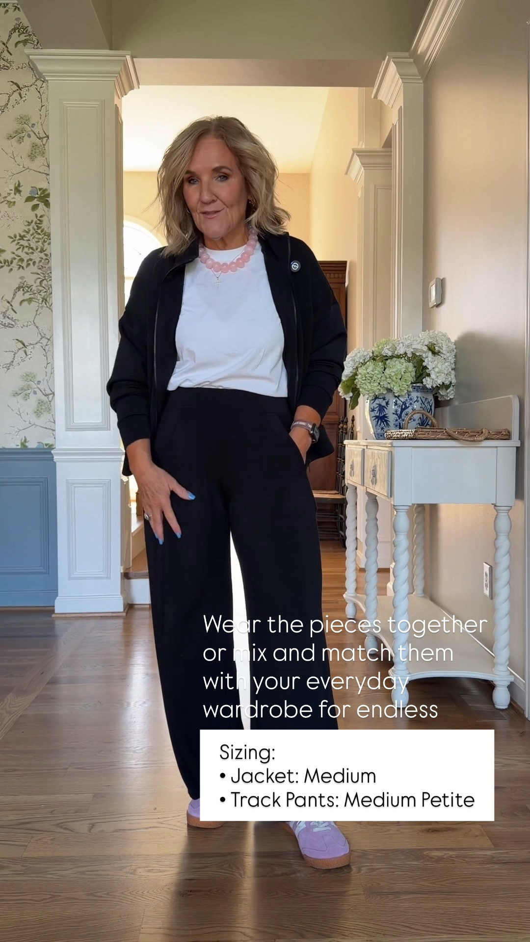 This matching track set is the perfect blend of comfort and polish. Whether you're traveling, running errands, or heading out for a casual lunch, this set looks effortlessly put together while feeling incredibly comfortable.

Sizing:
• Jacket: Medium
• Track Pants: Medium Petite

💛 LTK MADE EASY
❤️ Heart = Support my posts
🔖 Save = Get restock alerts

#LTKootd #LTKSeasonal #LTKOver40