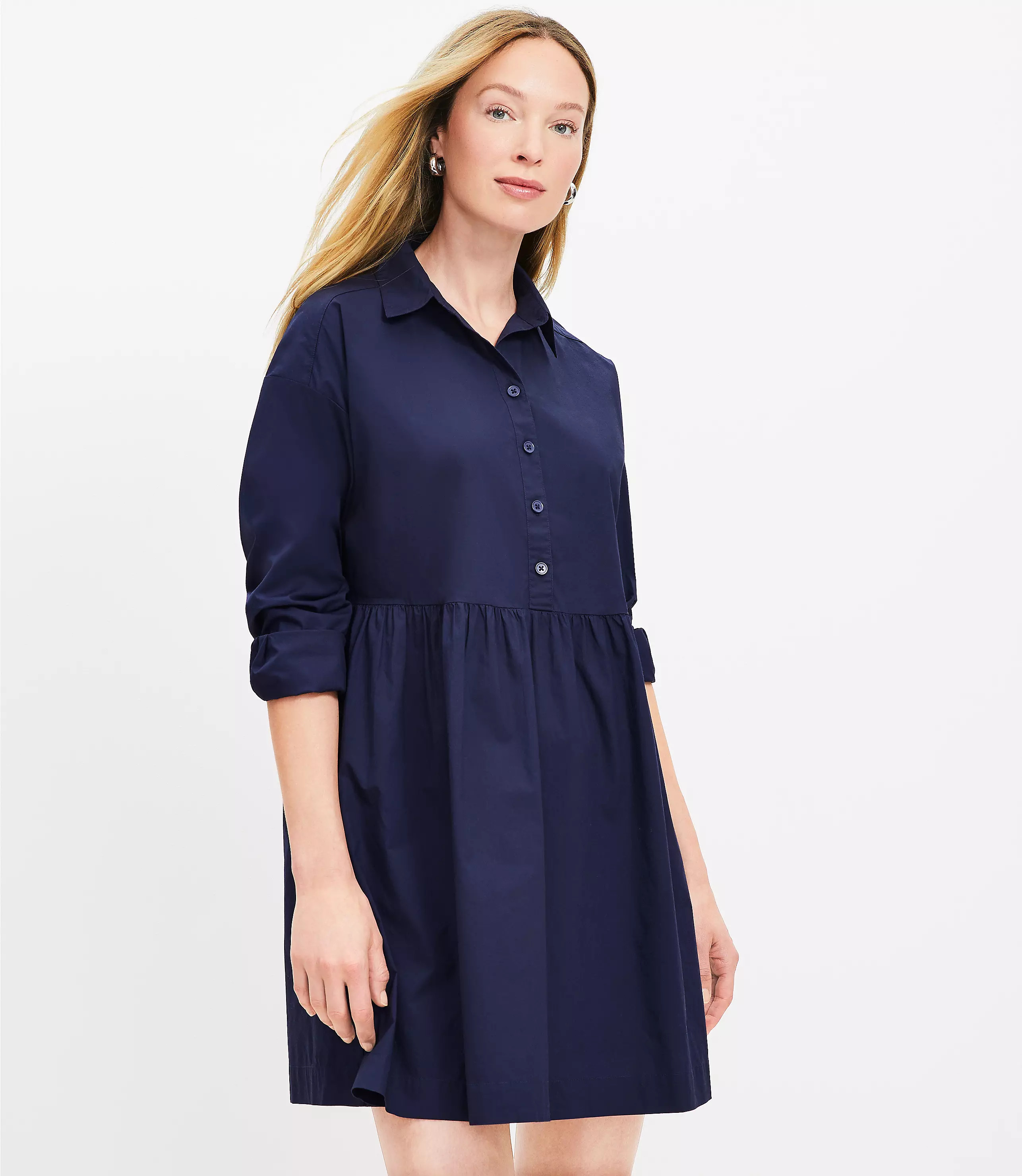 Petite Poplin Swing Shirtdress | LOFT
