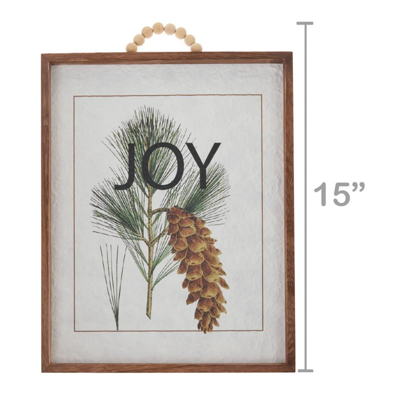 Joy Beige Wood Frame Hanging Decor, 15.7 in, by Holiday Time | Walmart (US)