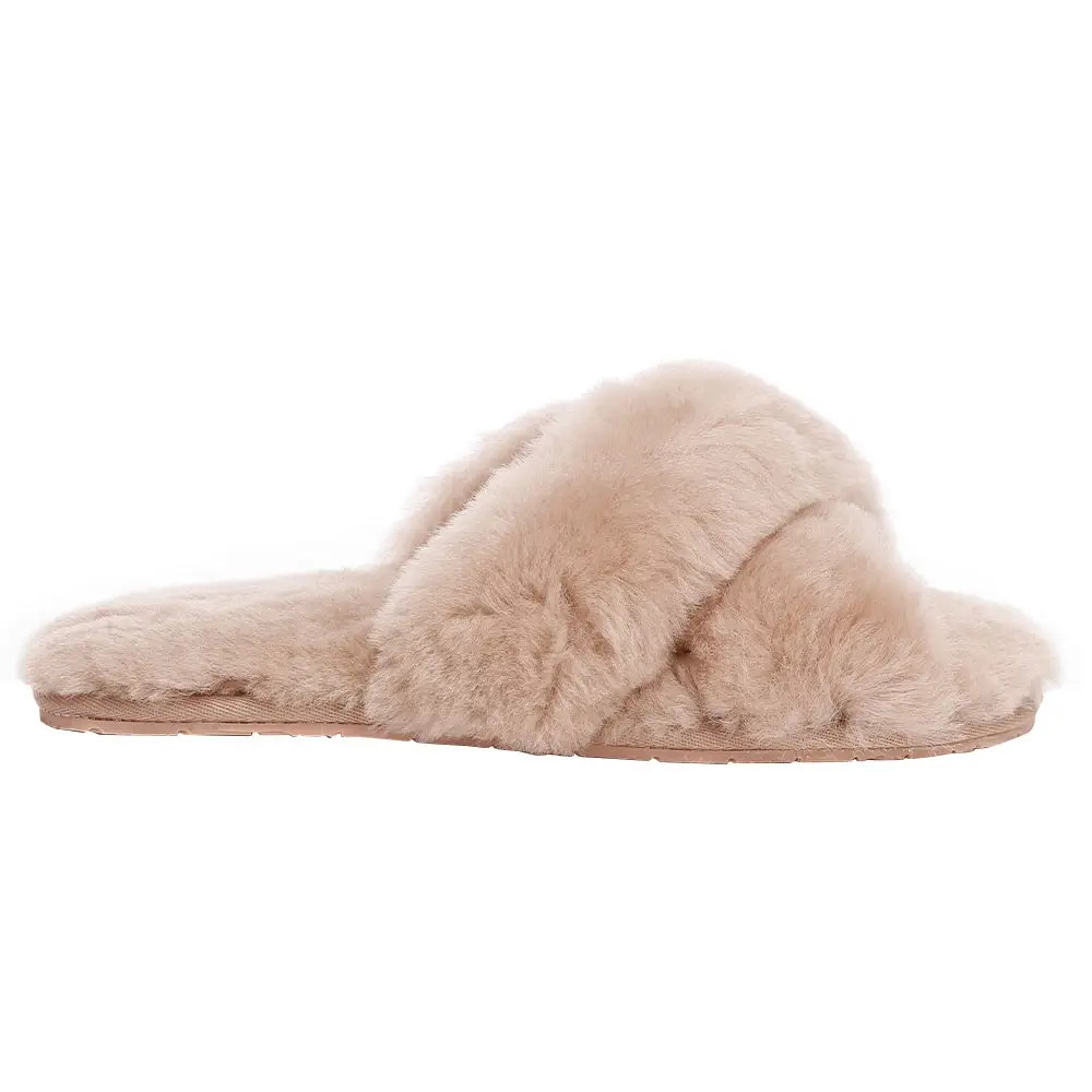 Flats | Real Sheepskin Dove Crossover Slides with Rubber Sole | EverAu Australia | Debenhams UK