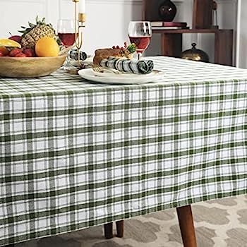 Folkulture Christmas Table Cloth or Outdoor Tablecloth, 100% Cotton Green Tablecloth, Checkered T... | Amazon (US)