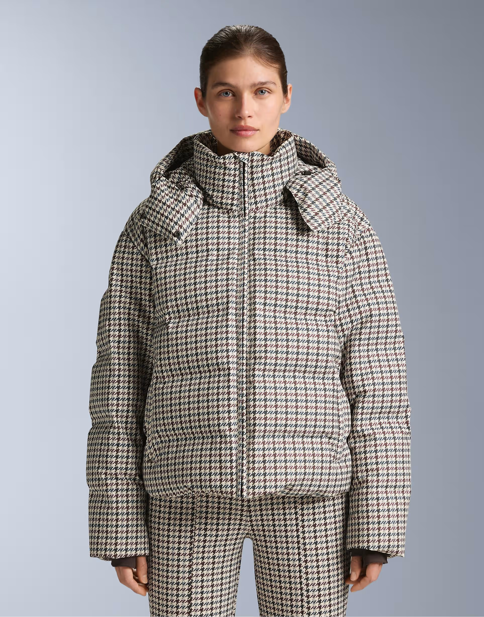 OYSHO Down by minardi piume company ski 10k printed crop padded jacket in light pink | ASOS | ASOS (Global)