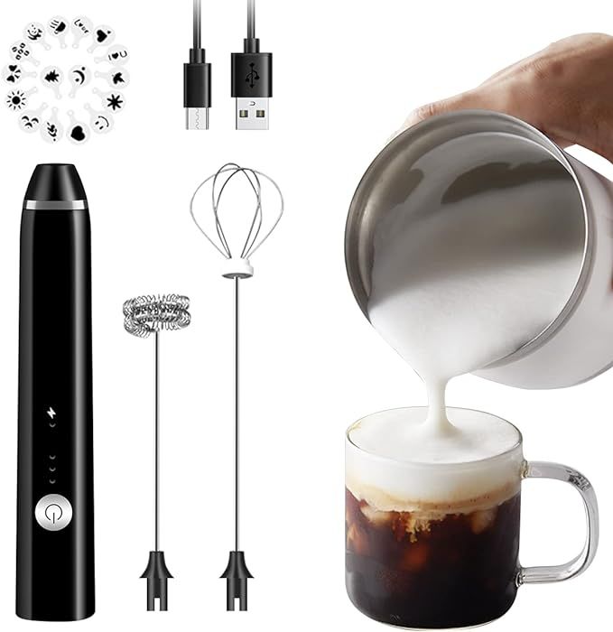 Rechargeable Milk Frother Handheld Electric Foam Maker with Stainless Whisk 3 Speed for Bulletpro... | Amazon (US)