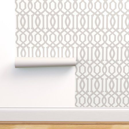 Peel-and-Stick Removable Wallpaper Trellis Lattice Imperial Geometric Grey | Walmart (US)