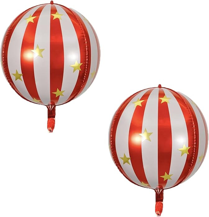 2Pcs 22in Red Stripe Star 4D Foil Balloons | Amazon (US)