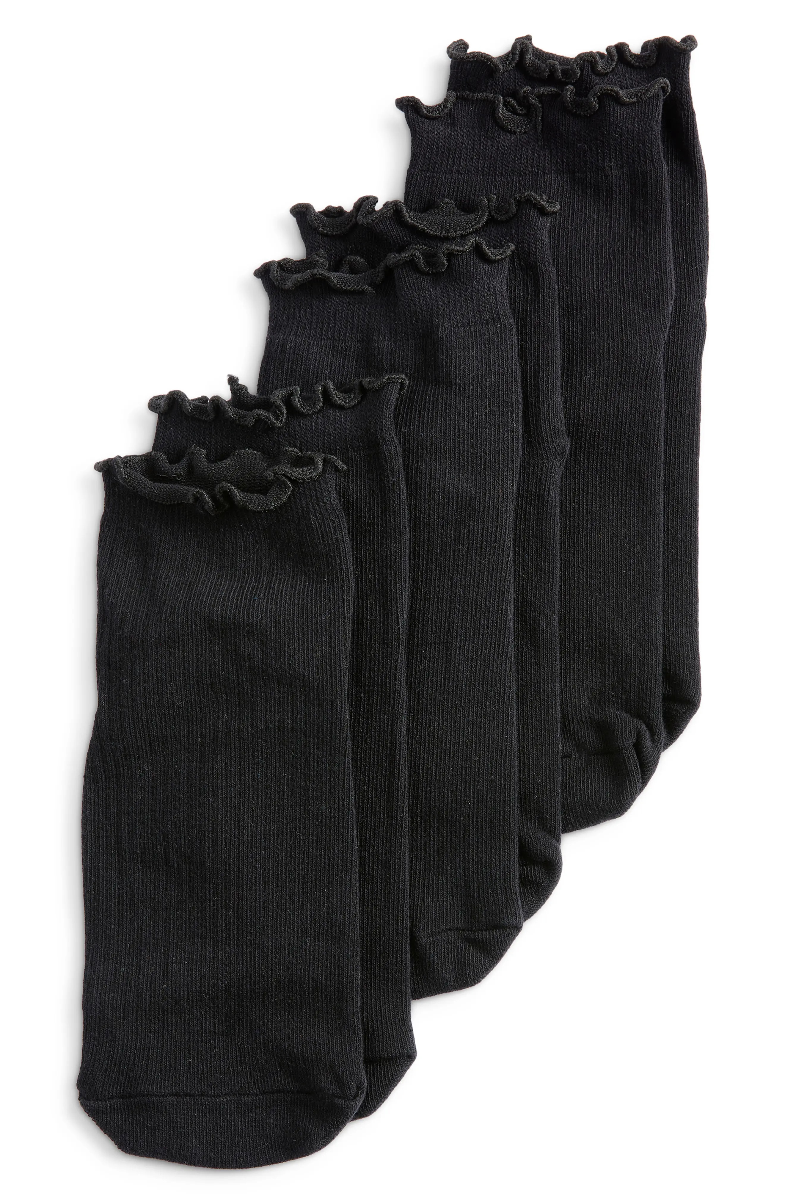 3-Pack Lettuce Edge Rib Ankle Socks (Women) | Nordstrom | Nordstrom