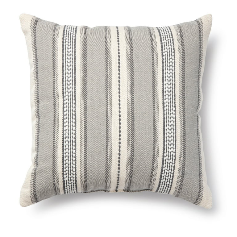 Mainstays Woven Stripe Decorative Pillow, 18" x 18", Gray, 1 per Pack - Walmart.com | Walmart (US)