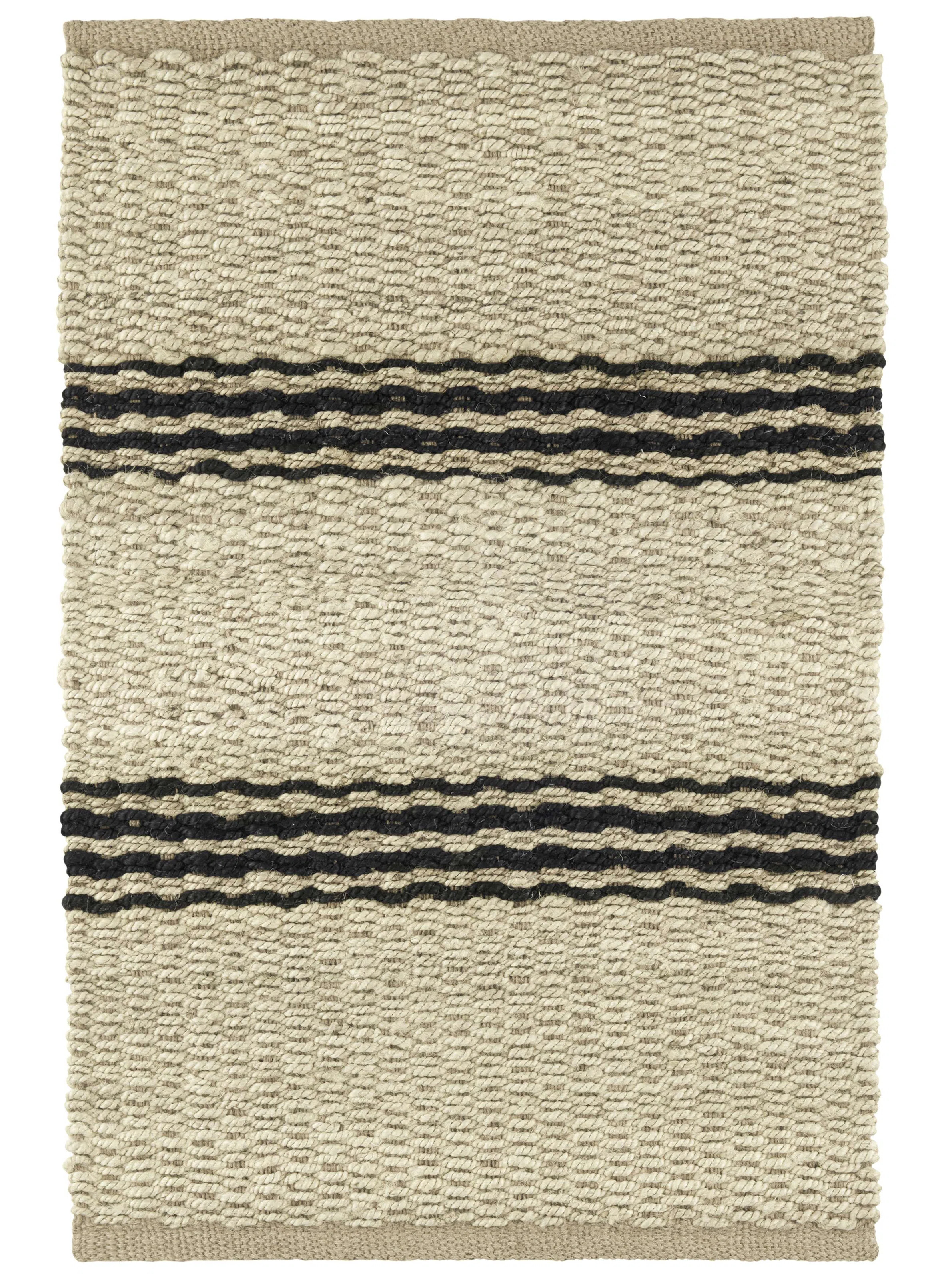 Striped Hand-Knotted Jute/Sisal Area Rug in Black/Beige | Wayfair North America