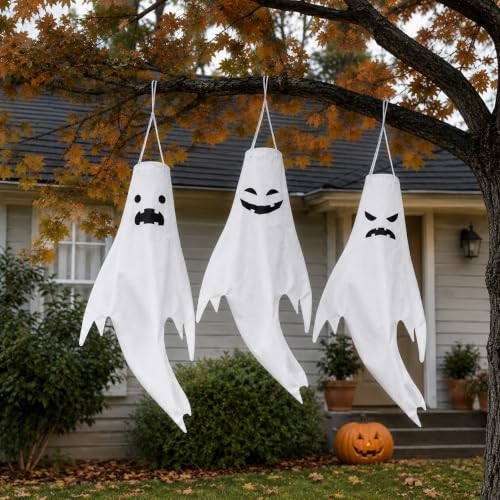 3 PCS Hanging Ghost Outdoor Decor Halloween Hanging Swing Ghost Decorations | Amazon (US)