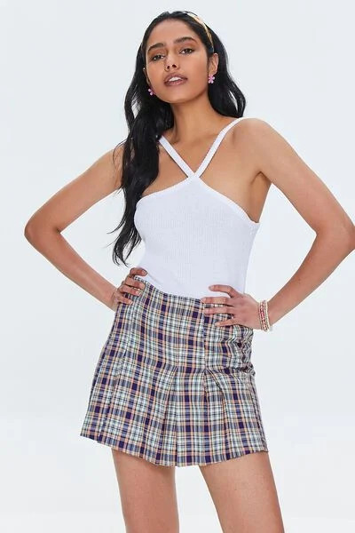 Plaid Cotton-Blend Skort | Forever 21 (US)