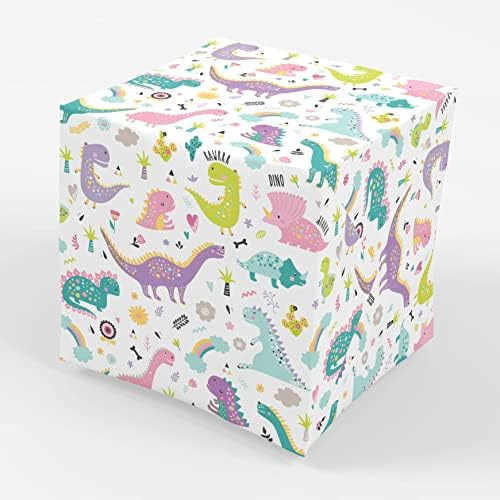 Pink Dinosaur Birthday Party Wrapping Paper, Folded Flat 30 x 20 Inch, 3 Sheets | Amazon (US)