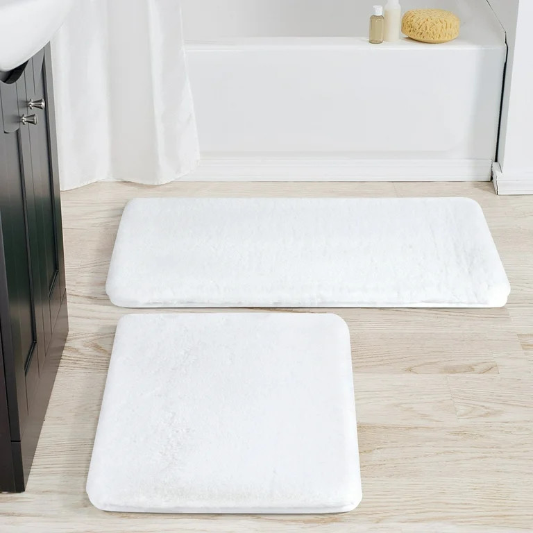 Better Homes & Gardens 2 Piece Faux Fur Bath Rug Set, White, Polyester | Walmart (US)