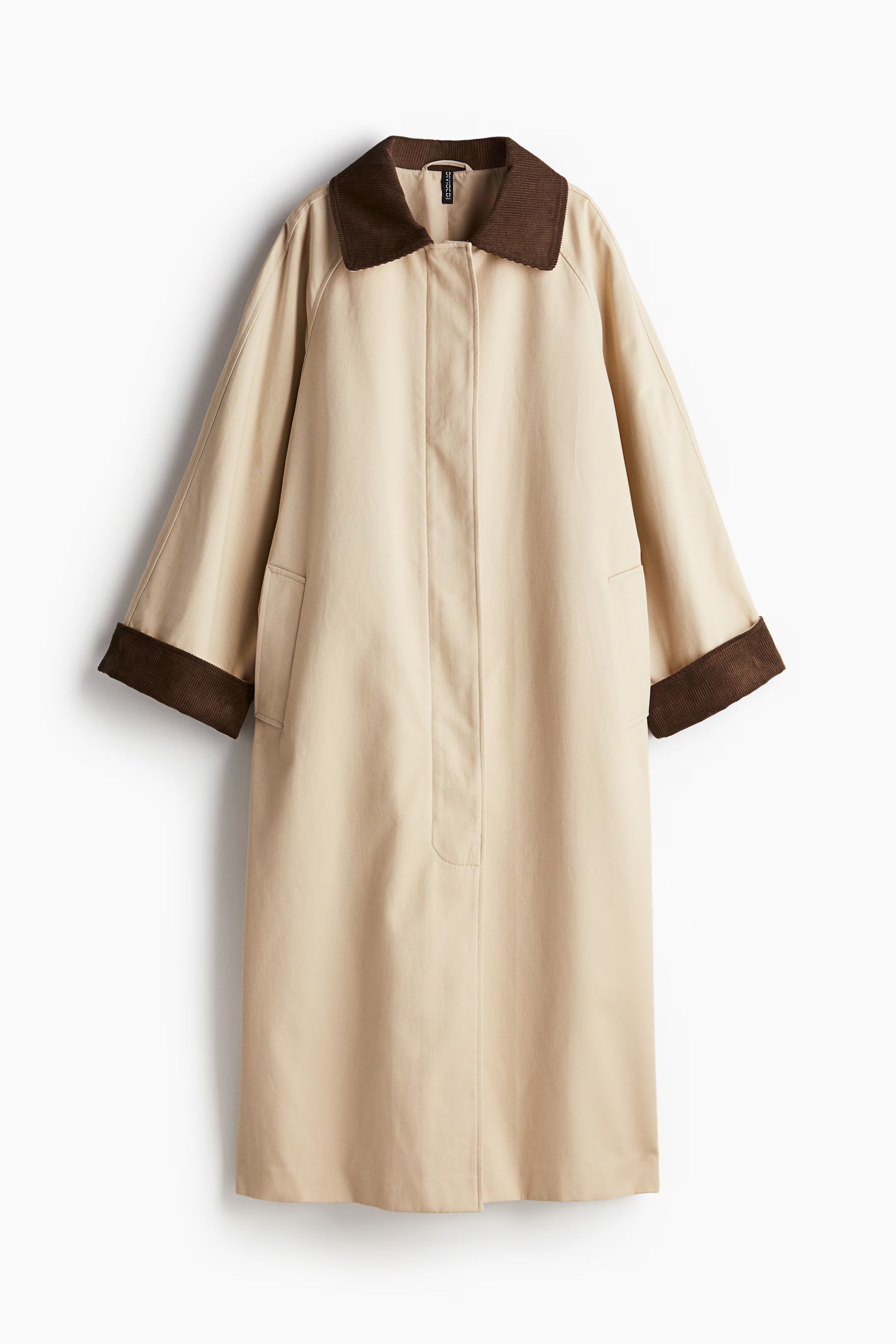 Cotton Twill Coat - Long sleeve - Long - Beige - Ladies | H&M US | H&M (US + CA)