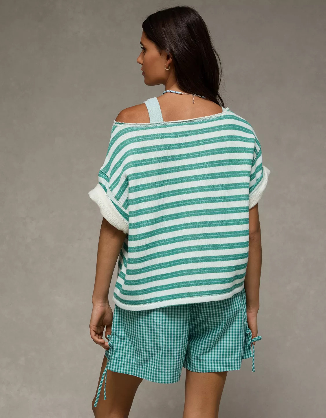 AE Off-the-Shoulder Short-Sleeve Sweatshirt | American Eagle Outfitters (US & CA)