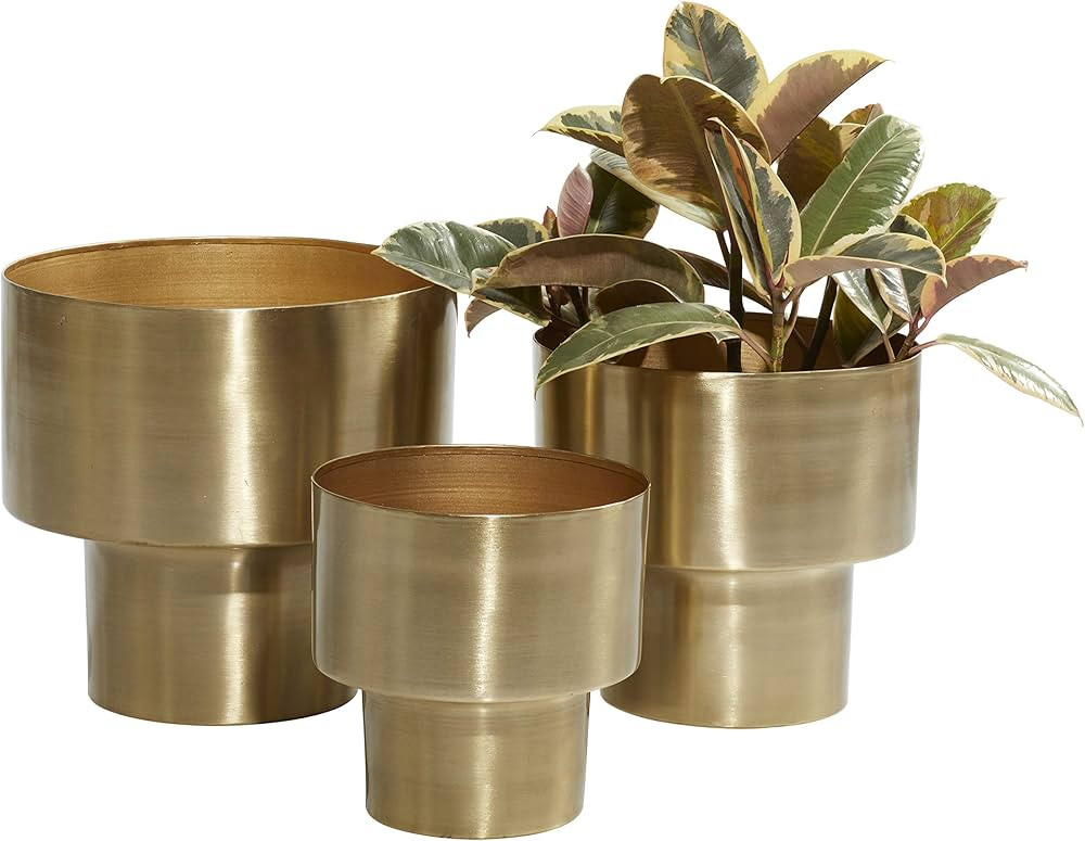 Deco 79 Metal Indoor Outdoor Planter Brushed Small Planter Pot, Set of 3 Planters 7", 8", 10"H, G... | Amazon (US)