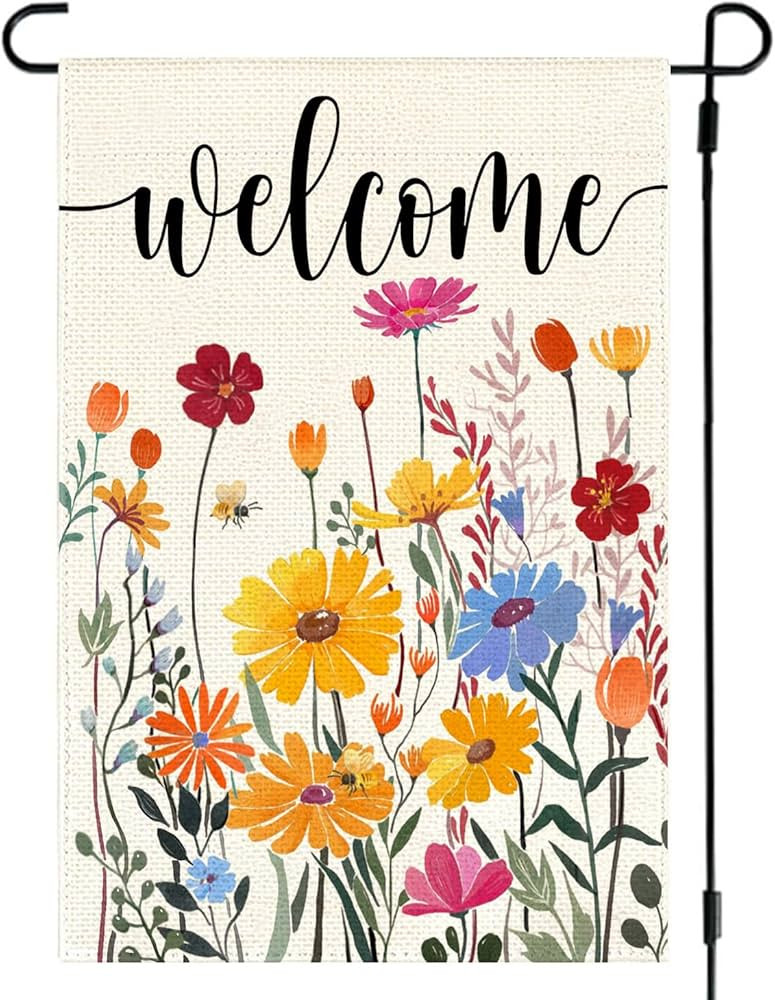Spring Summer Garden Flag 12x18 Inch Double Sided Outside Colorful Floral Daisy Flowers Outdoor S... | Amazon (US)