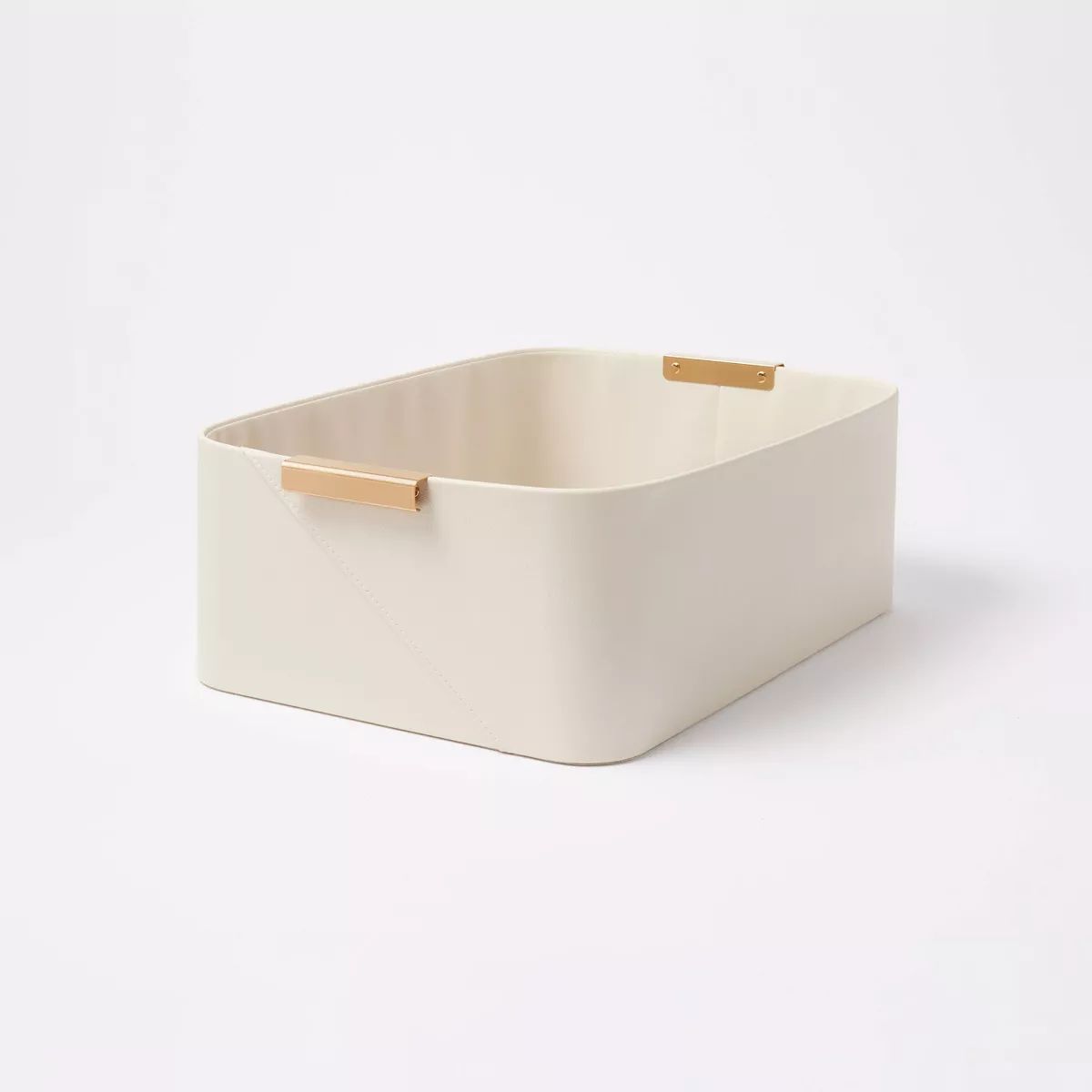 Faux Leather Folio Bin with Metal Handles Ivory - Threshold™ | Target