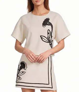 Angelica Crew Neckline Short Sleeve Coordinating Blouse | Dillard's