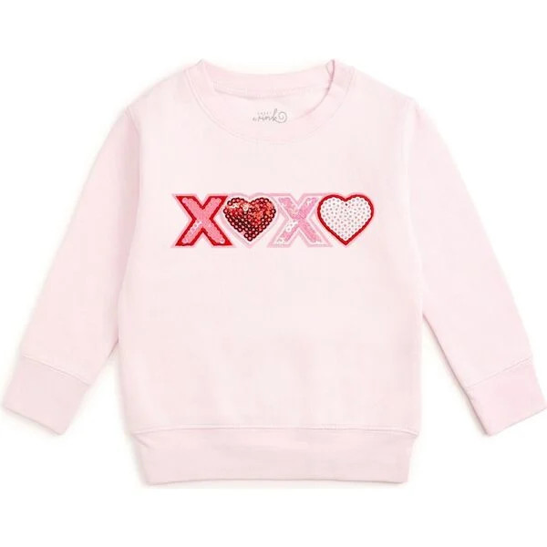 XOXO Sequin Patch Valentine's Day Sweatshirt, Ballet | Maisonette