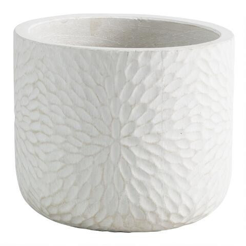White Embossed Cement Mariela Outdoor Planter | World Market