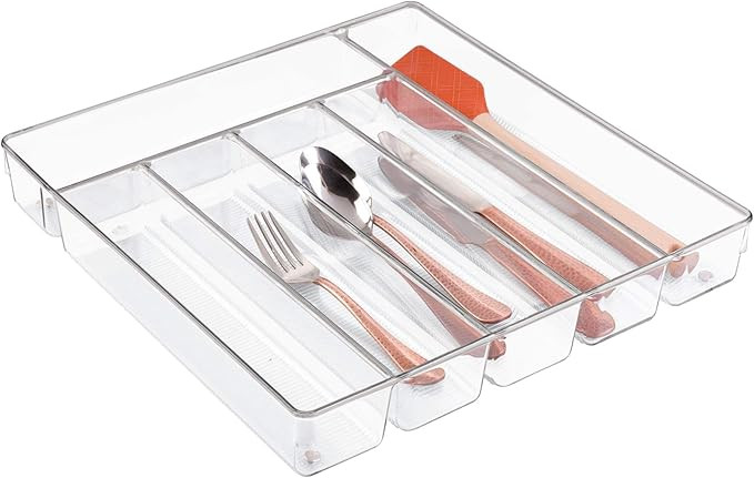 iDesign Linus BPA-Free Plastic Divided Drawer Organizer Tray-13.5" x 13.25" x 2.25", Clear, 6 Sec... | Amazon (US)