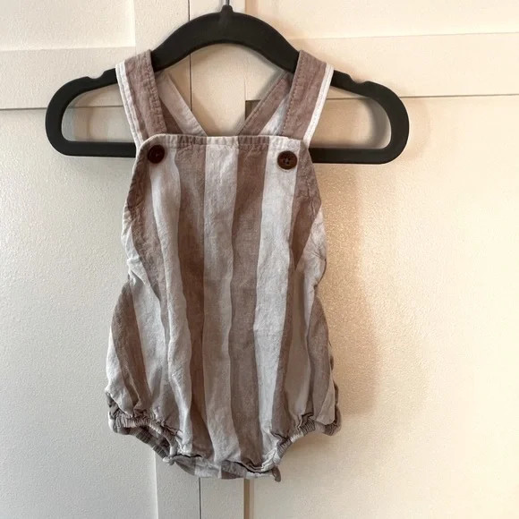 Little Co Lauren Conrad Striped Linen Cotton Baby Bubble Romper Size 6 Months | Poshmark