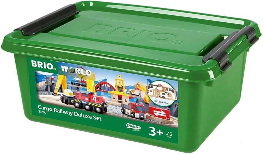 BRIO 33097 Cargo Railway Deluxe Set | 54 Piece Train Toy with Accessories and Wooden Tracks for K... | Amazon (US)