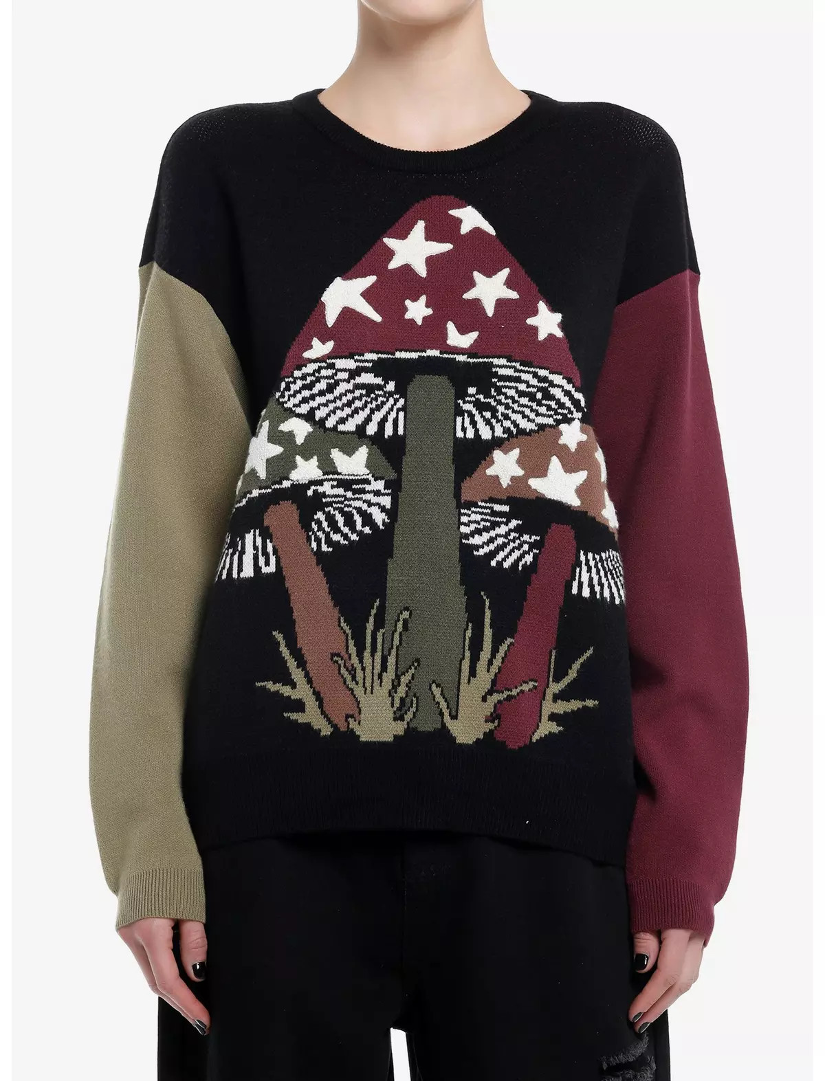 Thorn & Fable Mushroom Star Color-Block Girls Sweater | Hot Topic