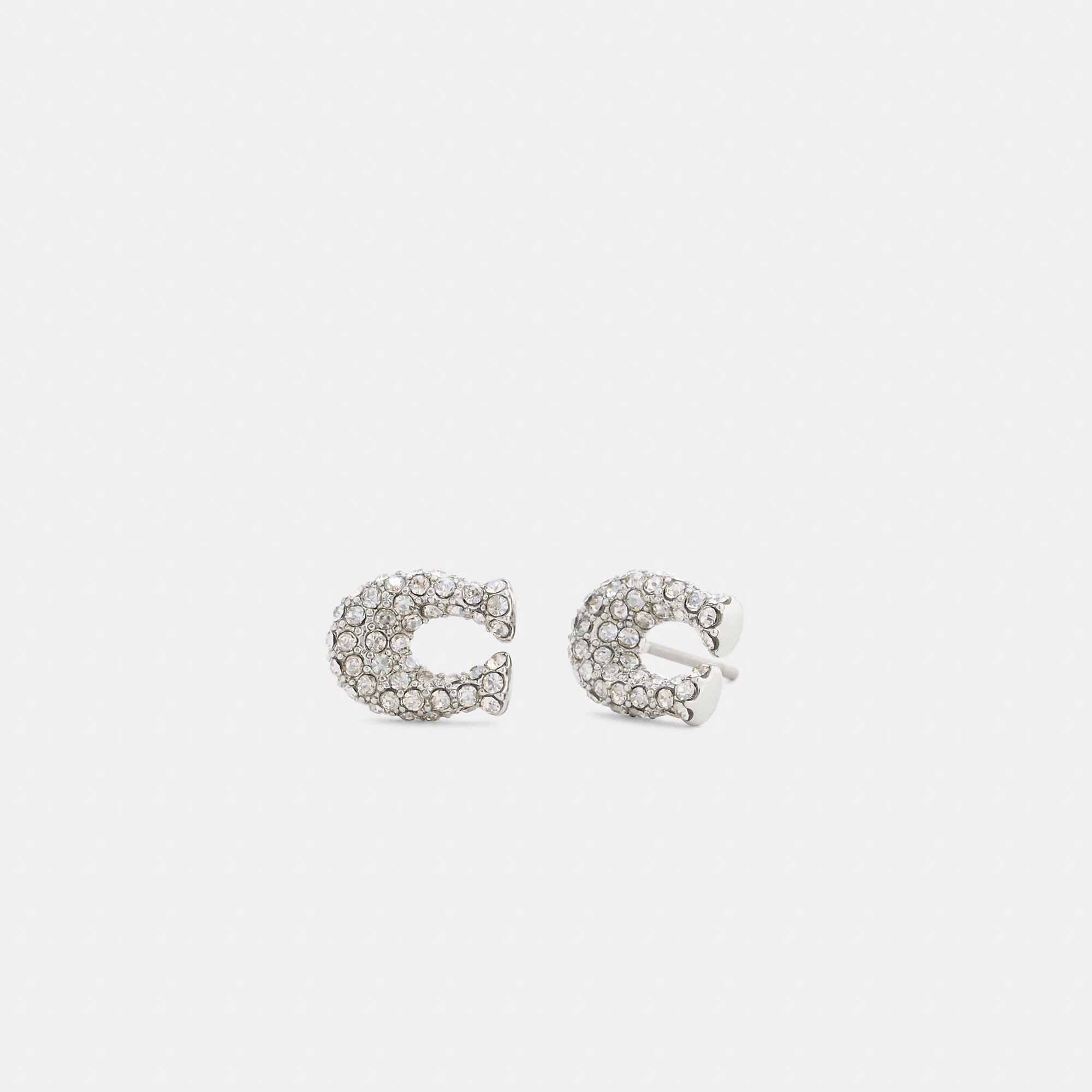Coach Pavé C Stud Earrings - Women's Earrings - Silver | Coach (US)