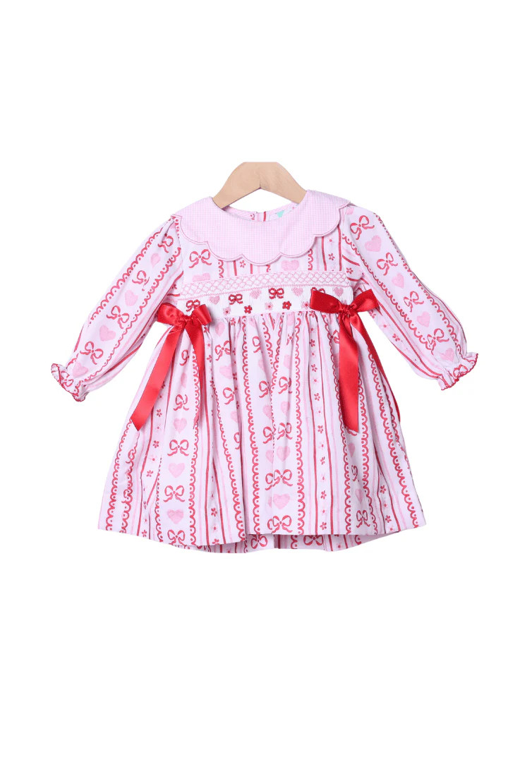 Smocked Fancy Valentine Bow Dress | The Smocked Flamingo