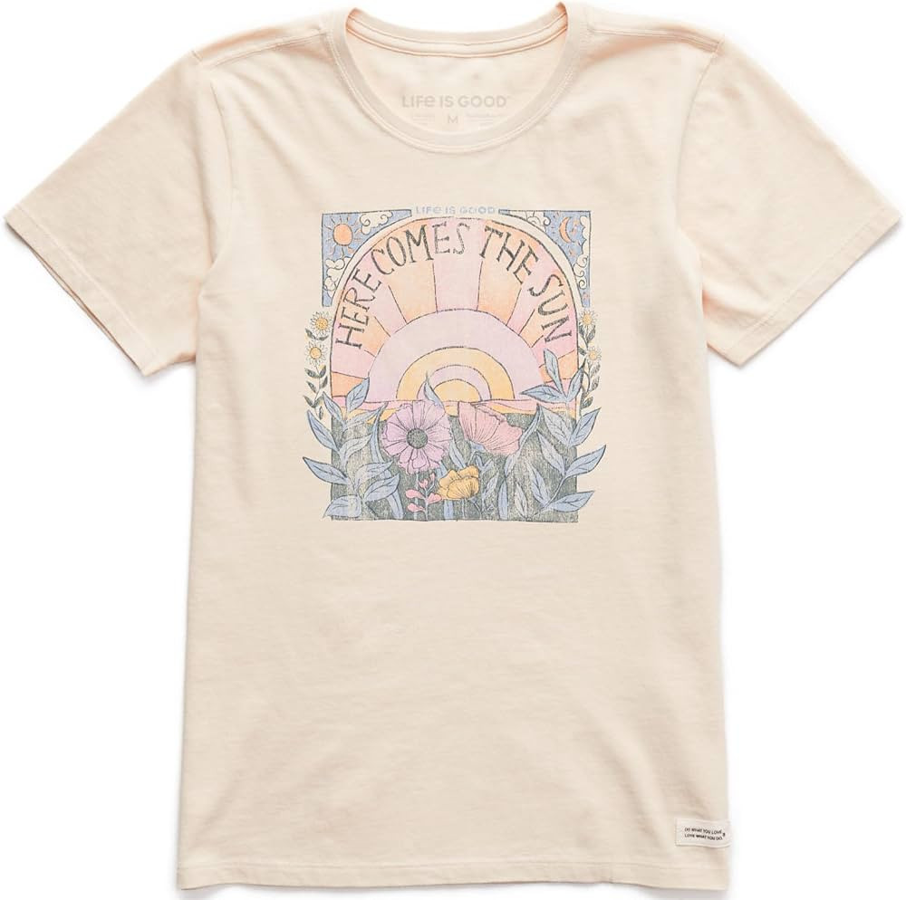 Women's Here Comes The Sun Hippie Short Sleeve Crusher Tee | Amazon (US)