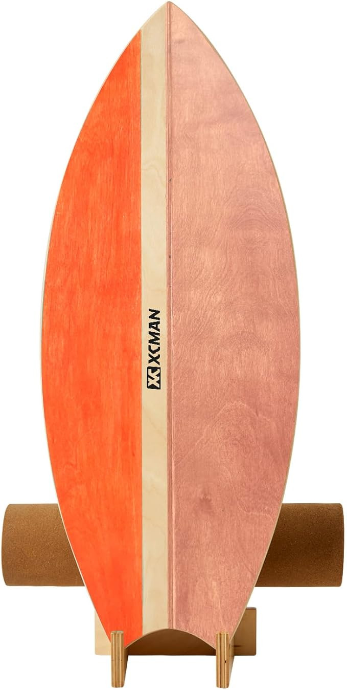 XCMAN Surf Balance Board Trainer with Roller Wooden Exercise Balancing Stability Trainer - Non Sl... | Amazon (US)