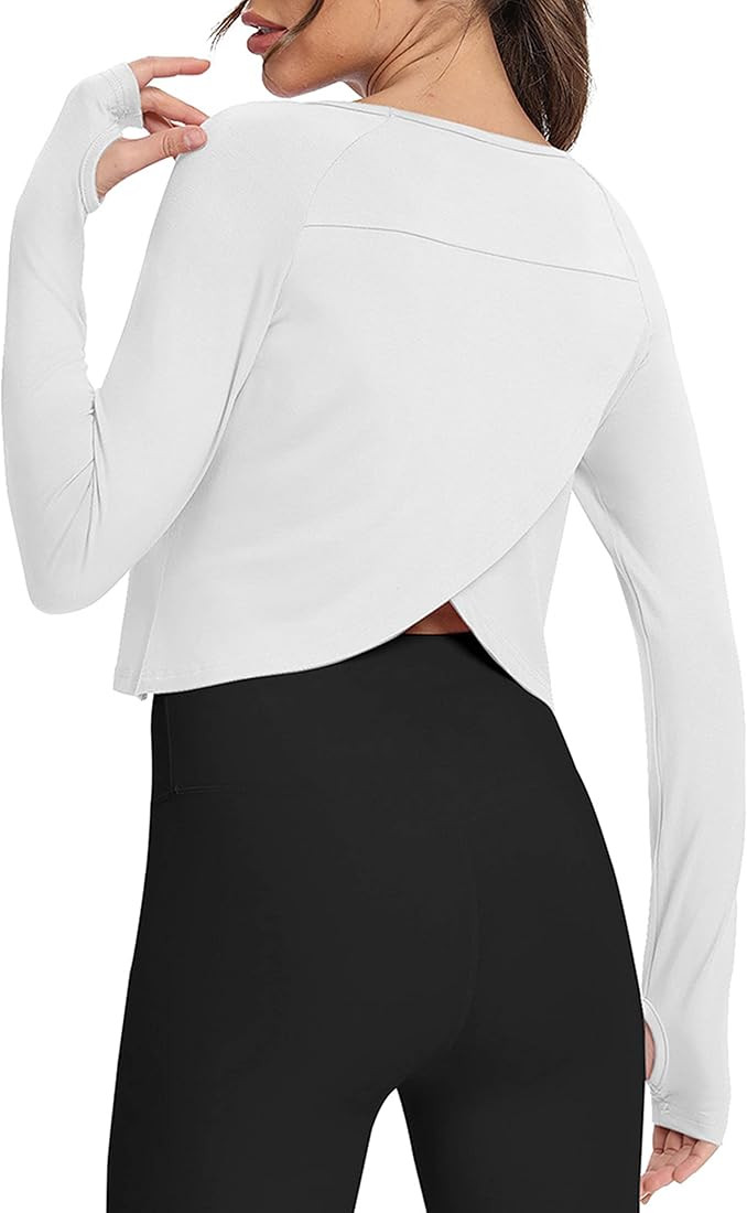 Bestisun Long Sleeve Cropped Tops Athletic Workout Athletic Yoga Gym Crop Tops for Women | Amazon (US)
