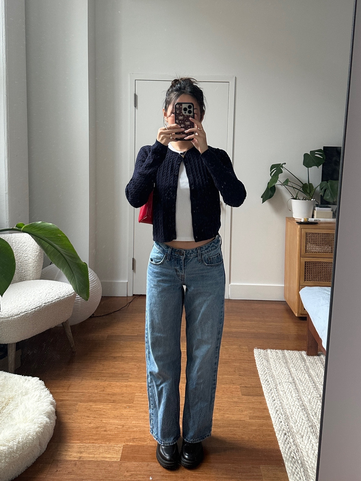 Cardigan is from brandy! bag is old from mango 