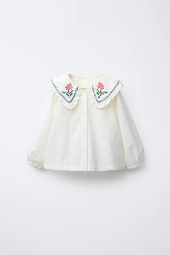 EMBROIDERED COLLAR SHIRT | Zara US