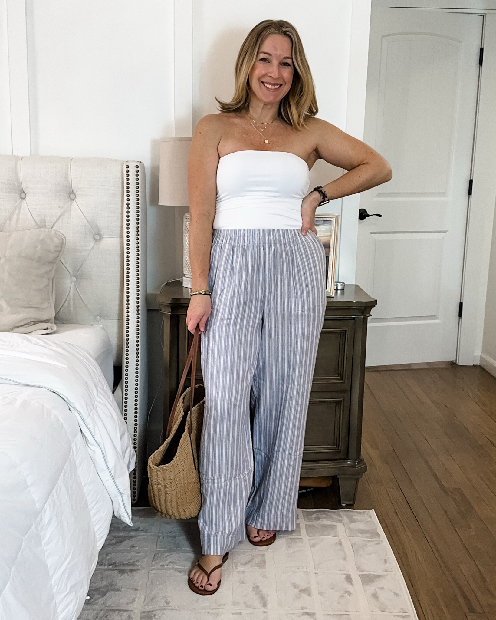 SWIPE FOR VACAY LOOKS! 
Sizing:
Medium in all tops and bottoms
8 in the shorts with some room (same short in white, black and chambray)
All materials are super buttery soft, linen soft and the shorts are double lined and silky smooth…really nice for an elevated look. 

Id buy the striped old navy pants (shown in first photo) in every color! I got the regular length  

#LTKPetite #LTKMidsize #LTKSeasonal