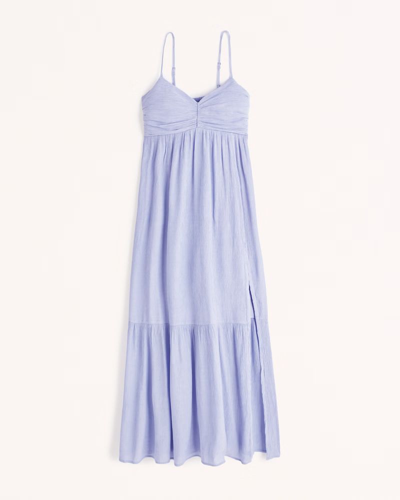 Ruched Crinkle Maxi Dress | Abercrombie & Fitch (US)