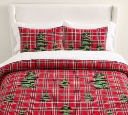 Elliot Tree Embroidered Plaid Duvet Cover | Pottery Barn (US)