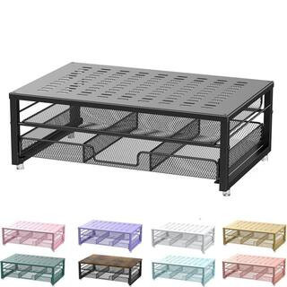 Monitor Stand with Drawer, Desk Organizer for Office Supplies, Black | The Home Depot