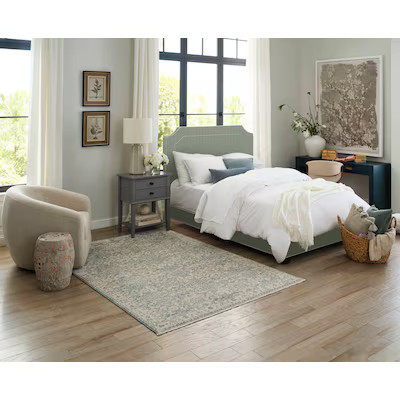 allen + roth Olive Flowers 5 x 8 (ft) Loomed Green Rectangular Indoor Floral/Botanical Persian Pe... | Lowe's