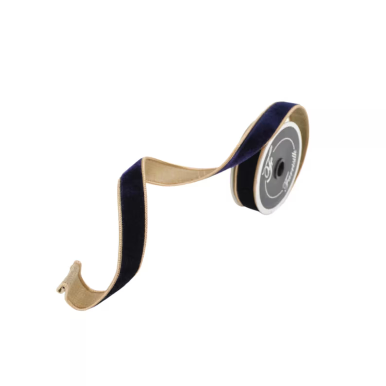 1"x10yd 2-tone Velvet Farrisilk Wired Ribbon Navy/gold | Luxury Holiday Ribbon for Wreaths, Bows ... | Etsy (US)