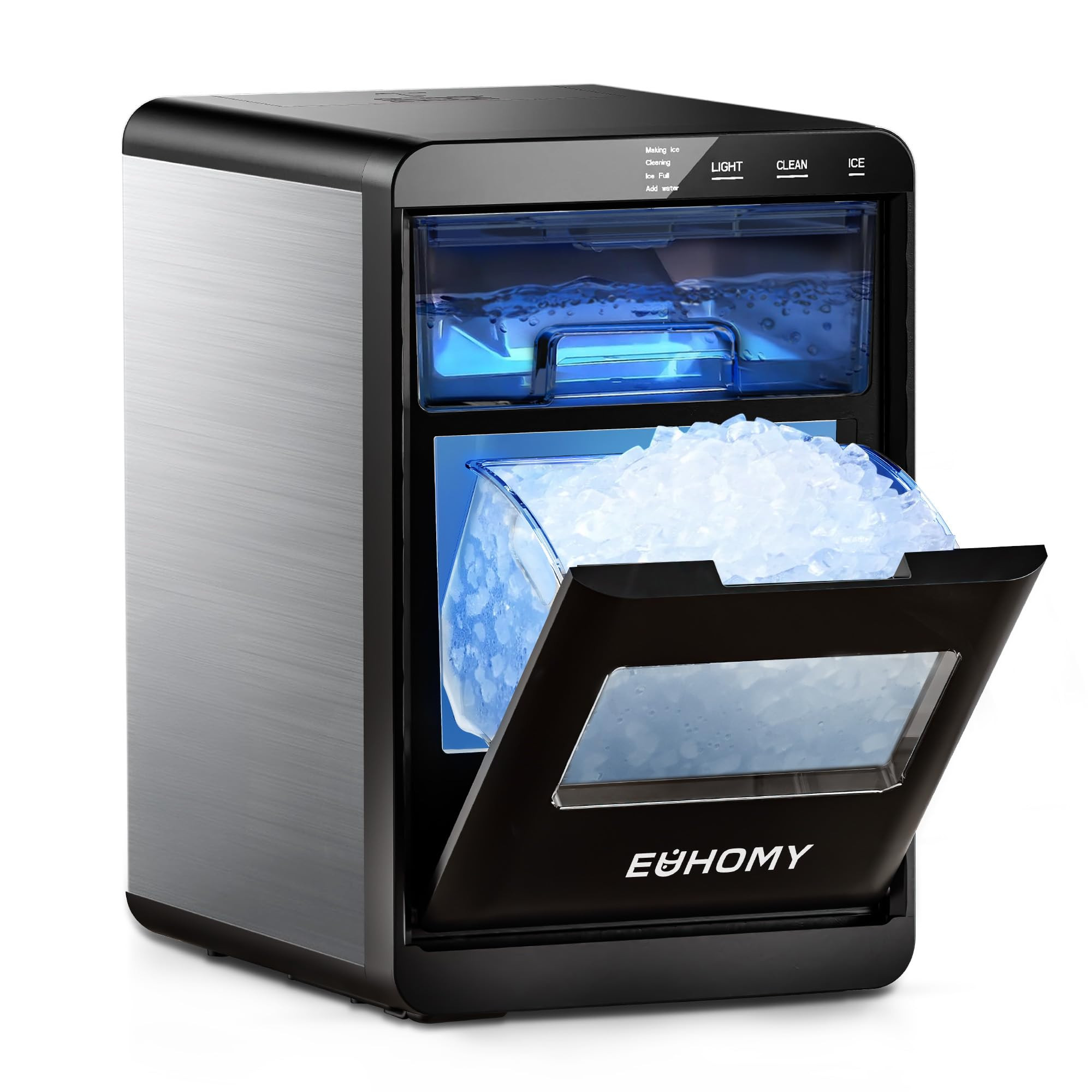 EUHOMY Nugget Ice Maker Countertop, 44Lbs/24H Pebble Ice Maker Machine, Self-Cleaning Pellet Ice ... | Amazon (US)