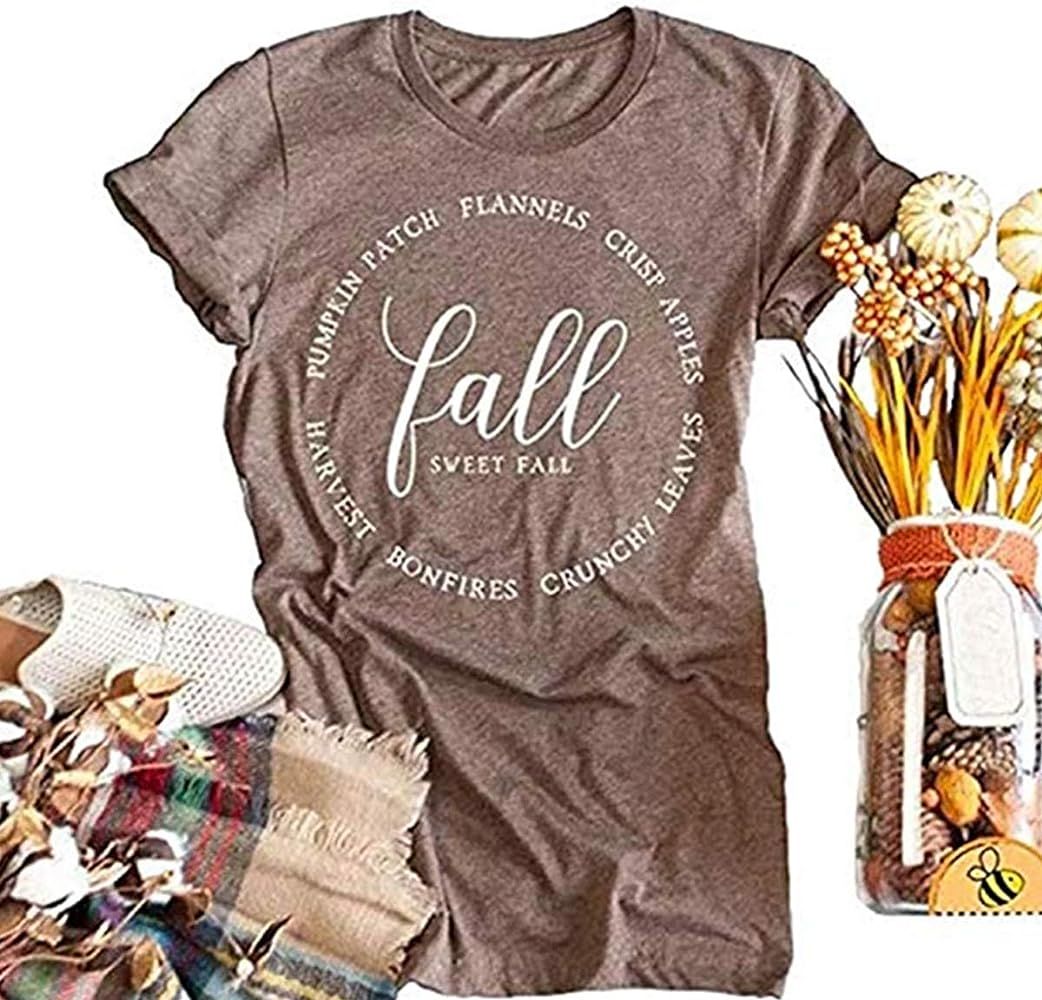 Beopjesk Womens Fall Halloween T Shirt Funny Graphic Tees Short Sleeve Pumpkin Printed Shirts Blo... | Amazon (US)