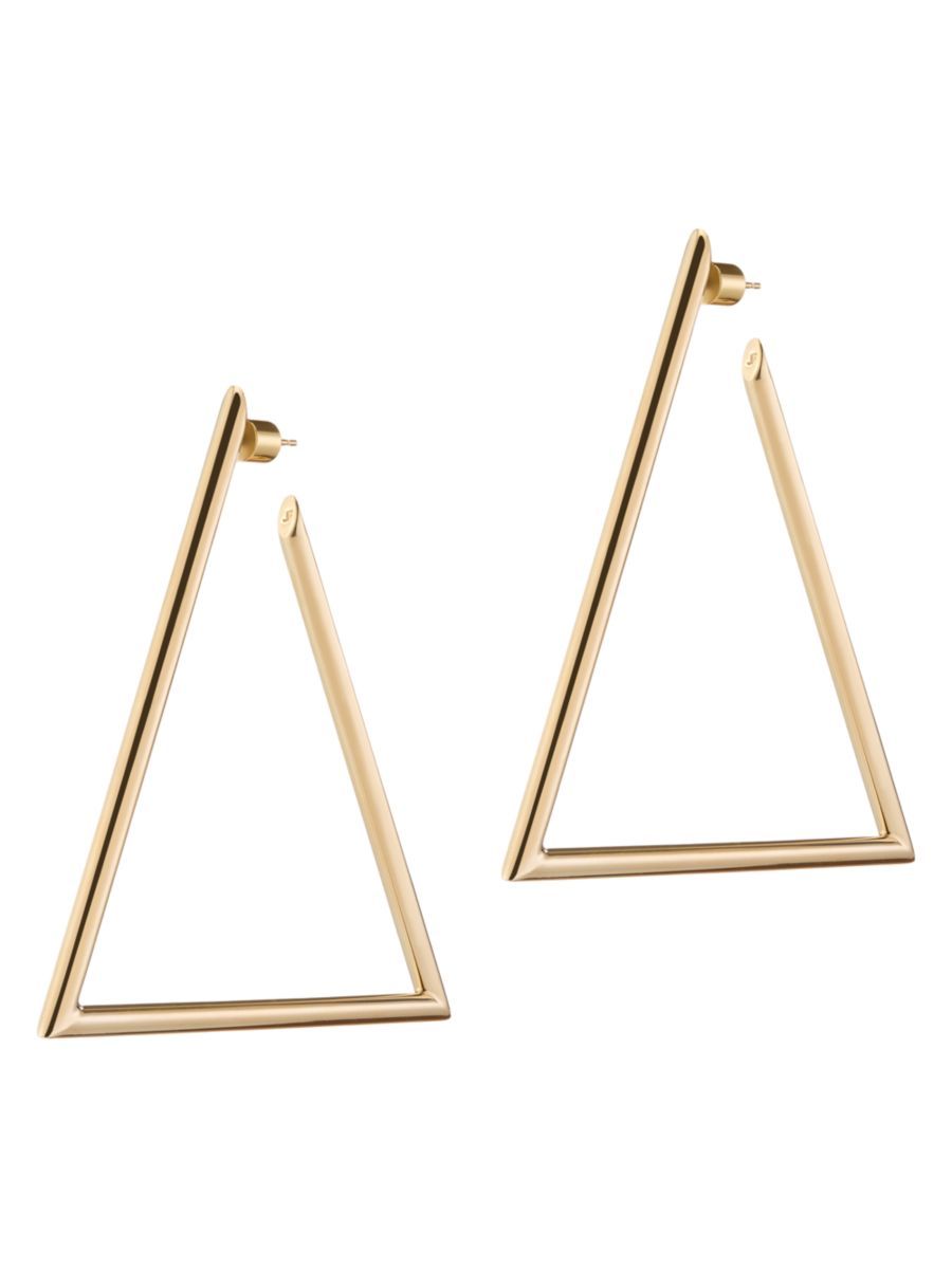 Elle 10K-Gold-Plated Triangular Hoop Earrings/3.5" | Saks Fifth Avenue