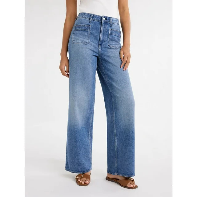 Free Assembly's Women's and Women's Plus Wide Leg Jeans with Patch Pockets, 30", 32", and 34" Ins... | Walmart (US)
