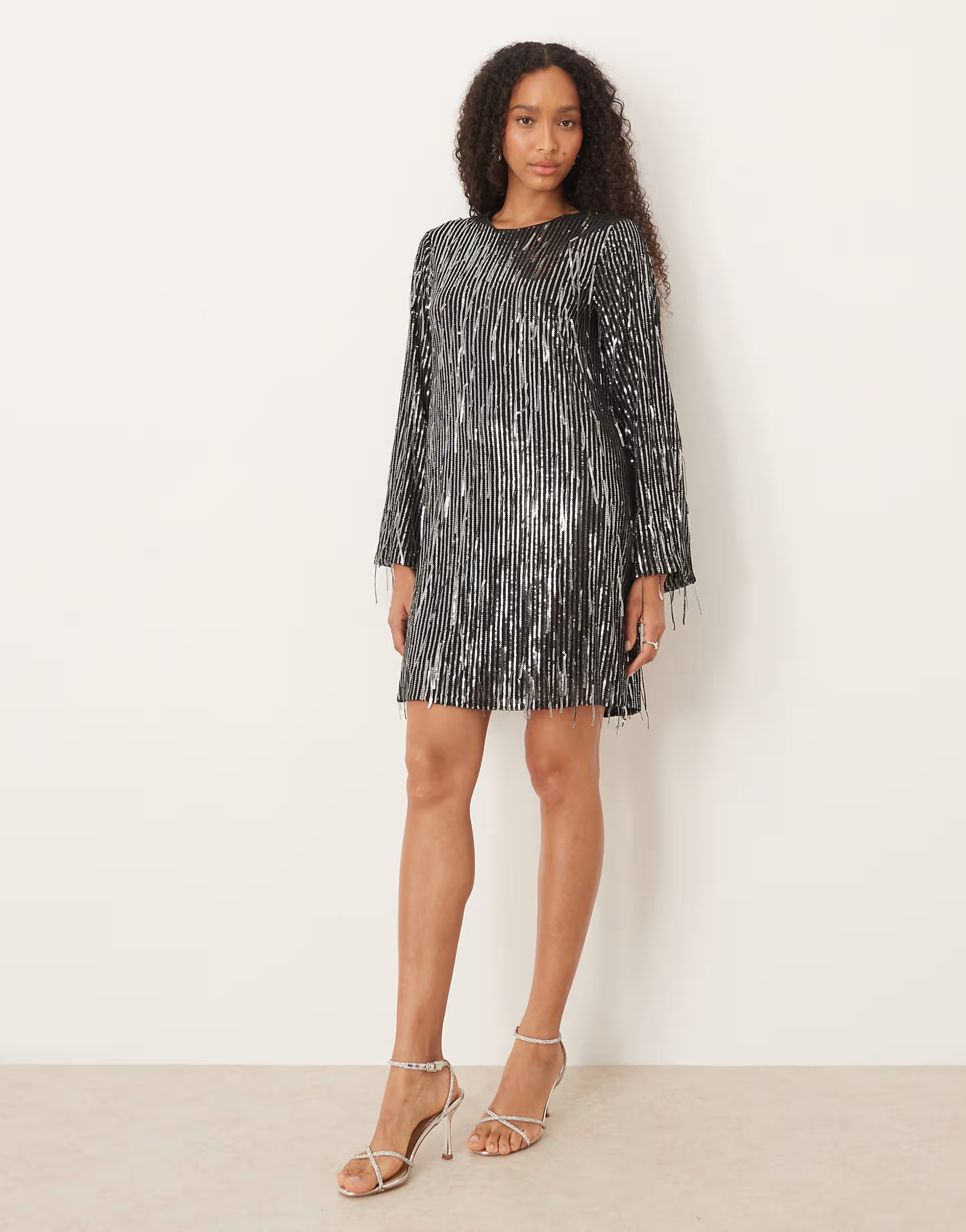 YAS fringed sequin mini dress in black | ASOS (Global)
