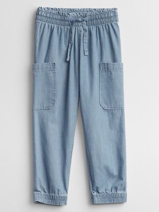 Toddler Chambray Utility Joggers with Washwell | Gap Factory